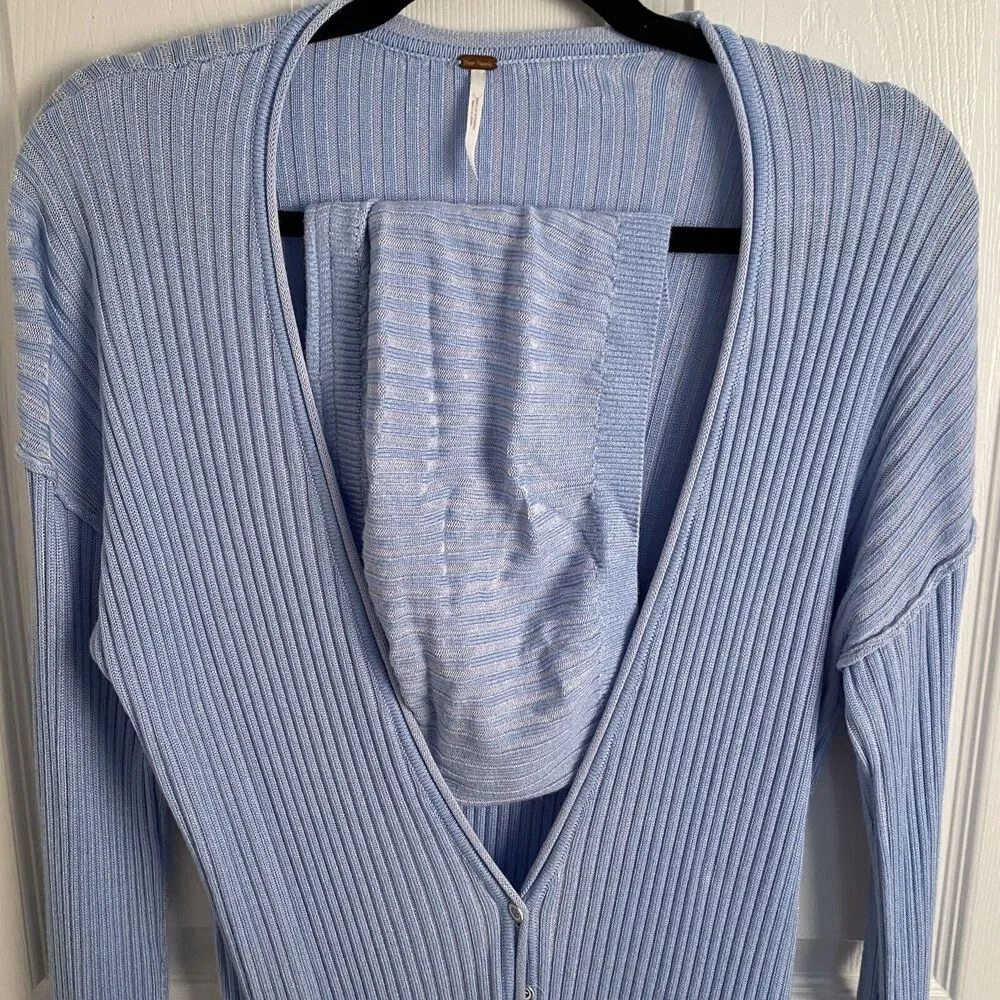 Free People Carly Cardi 2pc Set Womens Size Large Cardigan Ribbed With Tube Top